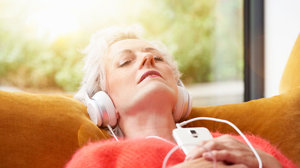 Bring the outside in woman relaxing headphones